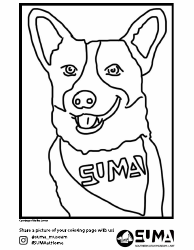 Document preview: Suma Museum Dog Coloring Page