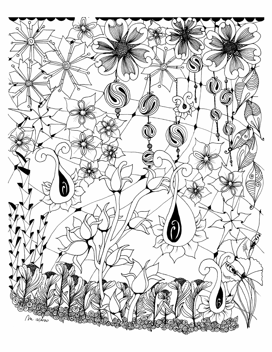 Adult Coloring Page - Floral Tangle Poster (Free Download)