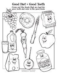 Document preview: Dental Health Coloring Page - Good Diet