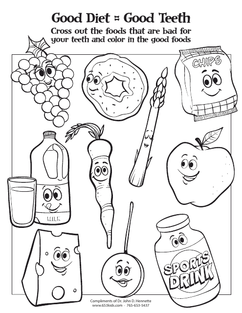 Dental Health Coloring Page - Good Diet