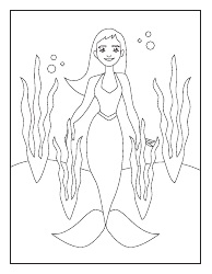 Document preview: Mermaid Girl Coloring Page