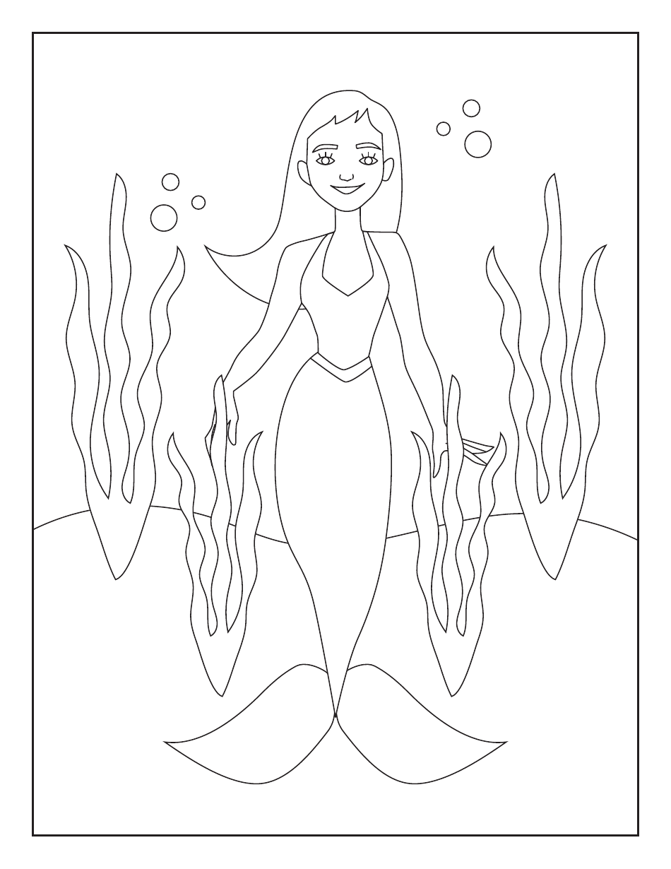 Mermaid Girl Coloring Page - TemplateRoller