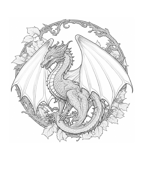 Dragon Vignette Coloring Page