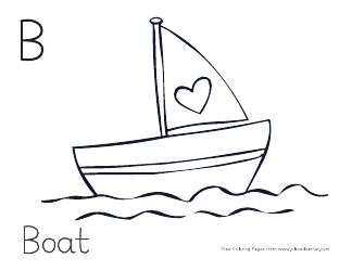 Document preview: Alphabet Coloring Page - Boat