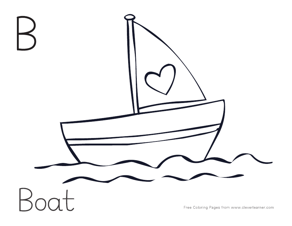 Alphabet Coloring Page - Boat