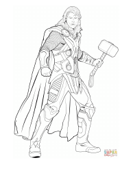 Document preview: Marvel's Thor Coloring Page