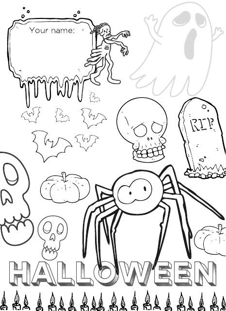 Halloween Coloring Sheet - Downloadable and Printable Image Accessibility Art