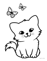 Document preview: Small Kitten Coloring Page