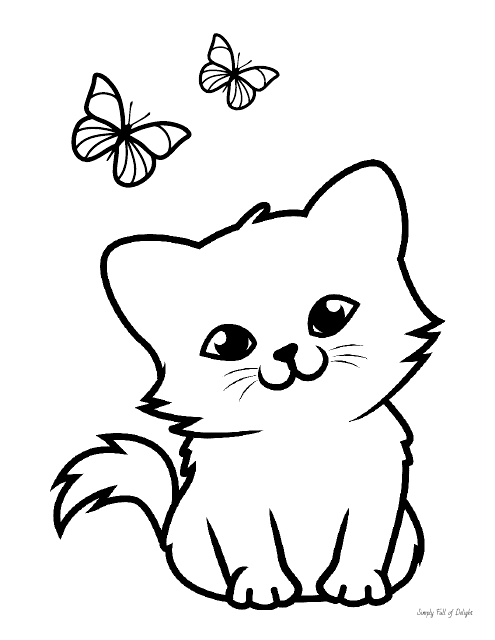 Small Kitten Coloring Page