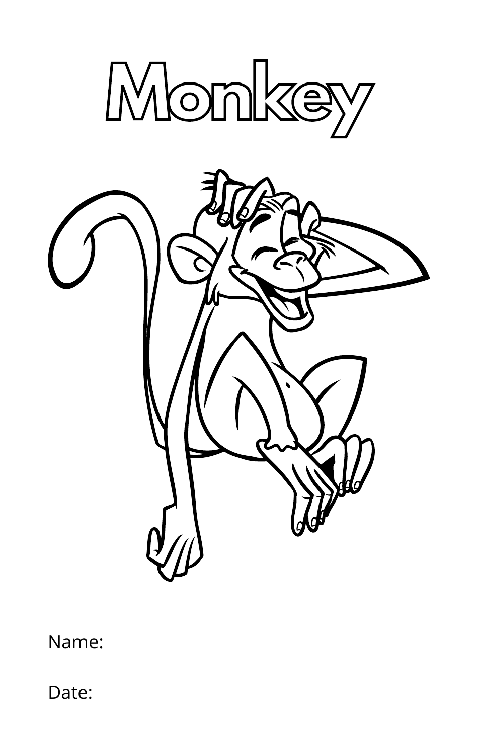 Monkey Coloring Sheet Preview