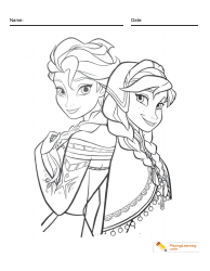 Document preview: Frozen Elsa and Anna Coloring Card