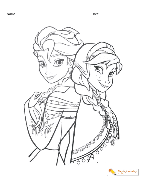 Frozen Elsa and Anna Coloring Card