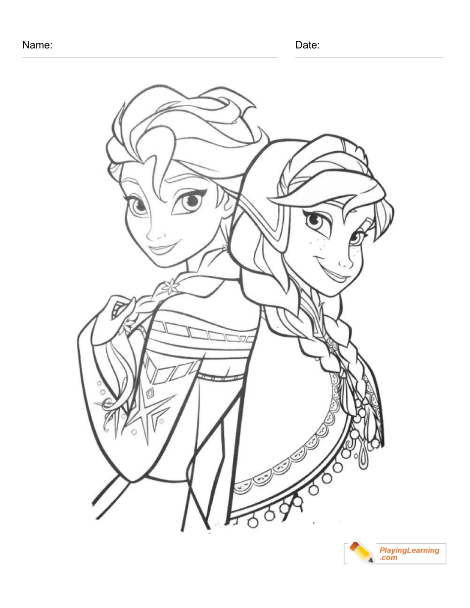 Frozen Elsa and Anna Coloring Card - Printable Coloring Card featuring Disney's Elsa and Anna