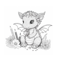 Document preview: Cute Little Dragon Coloring Page