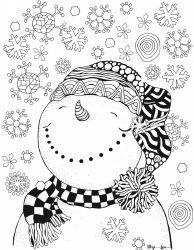 Document preview: Happy Snowman Coloring Page
