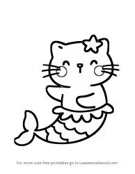 Document preview: Little Mermaid Cat Coloring Page