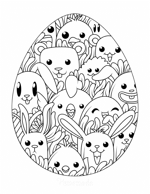 Easter Egg With Animal Ornament Coloring Page