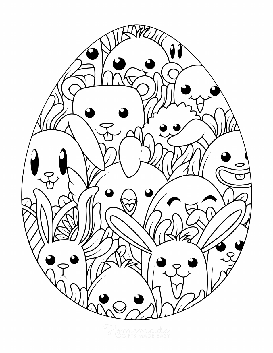 Easter Egg With Animal Ornament Coloring Page