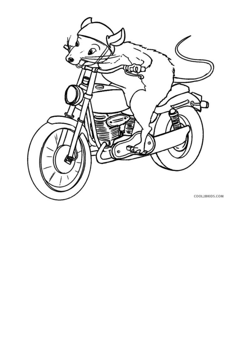 Rat on a Motorcycle Coloring Page