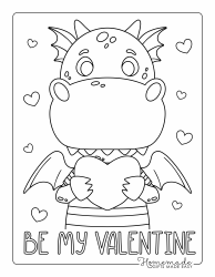 Document preview: Valentine's Day Coloring Page - Little Dragon