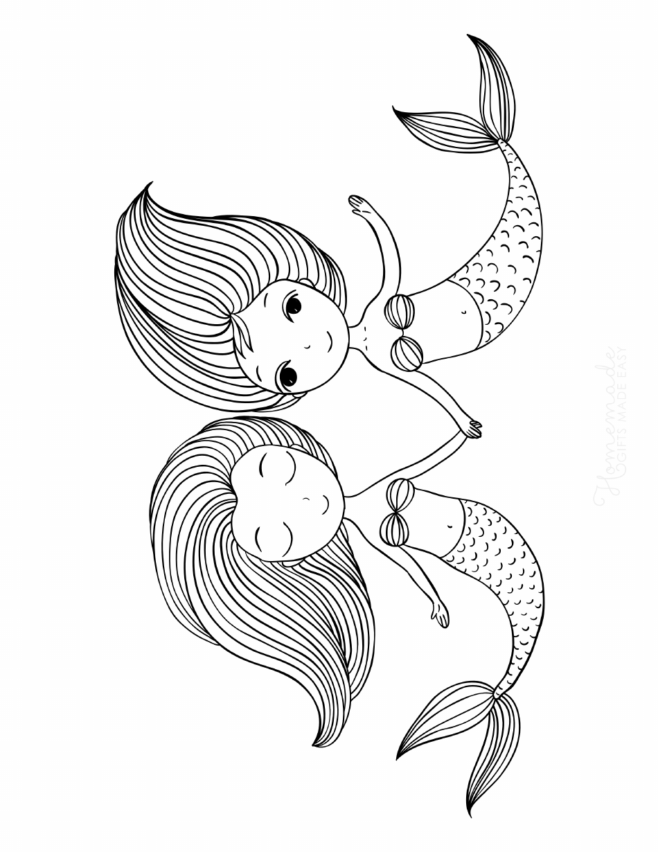 Mermaid Girls Coloring Page - Coloring Fun for Girls