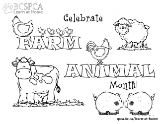 Document preview: Farm Animal Month Coloring Page