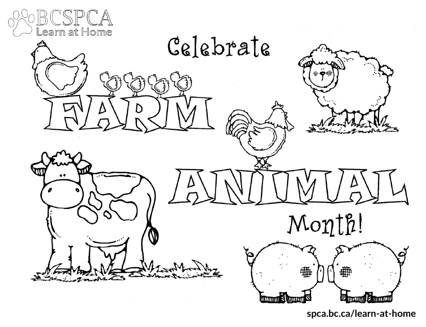 Farm Animal Month Coloring Page