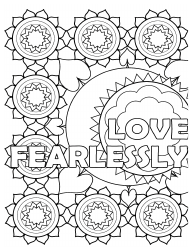 Document preview: Love Fearlessly Coloring Page