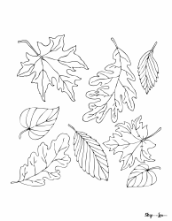 Document preview: Autumn Leaves Coloring Page