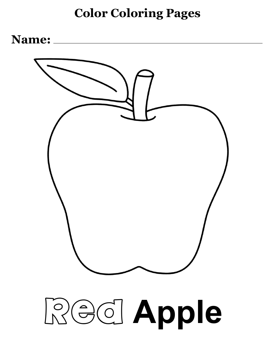 Color Coloring Page Red Apple Download Printable PDF Templateroller