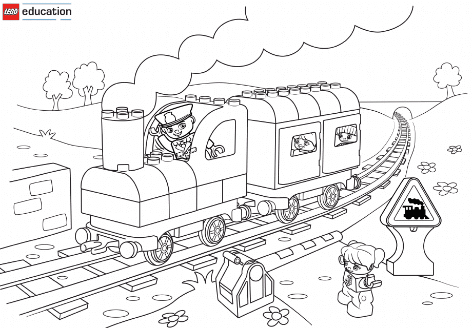 Lego Train Coloring Page Preview Image