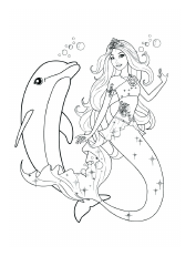 Document preview: Mermaid and Dolphin Coloring Page