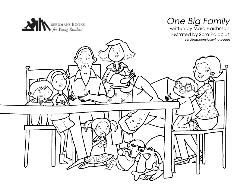 Big Family Coloring Page Preview