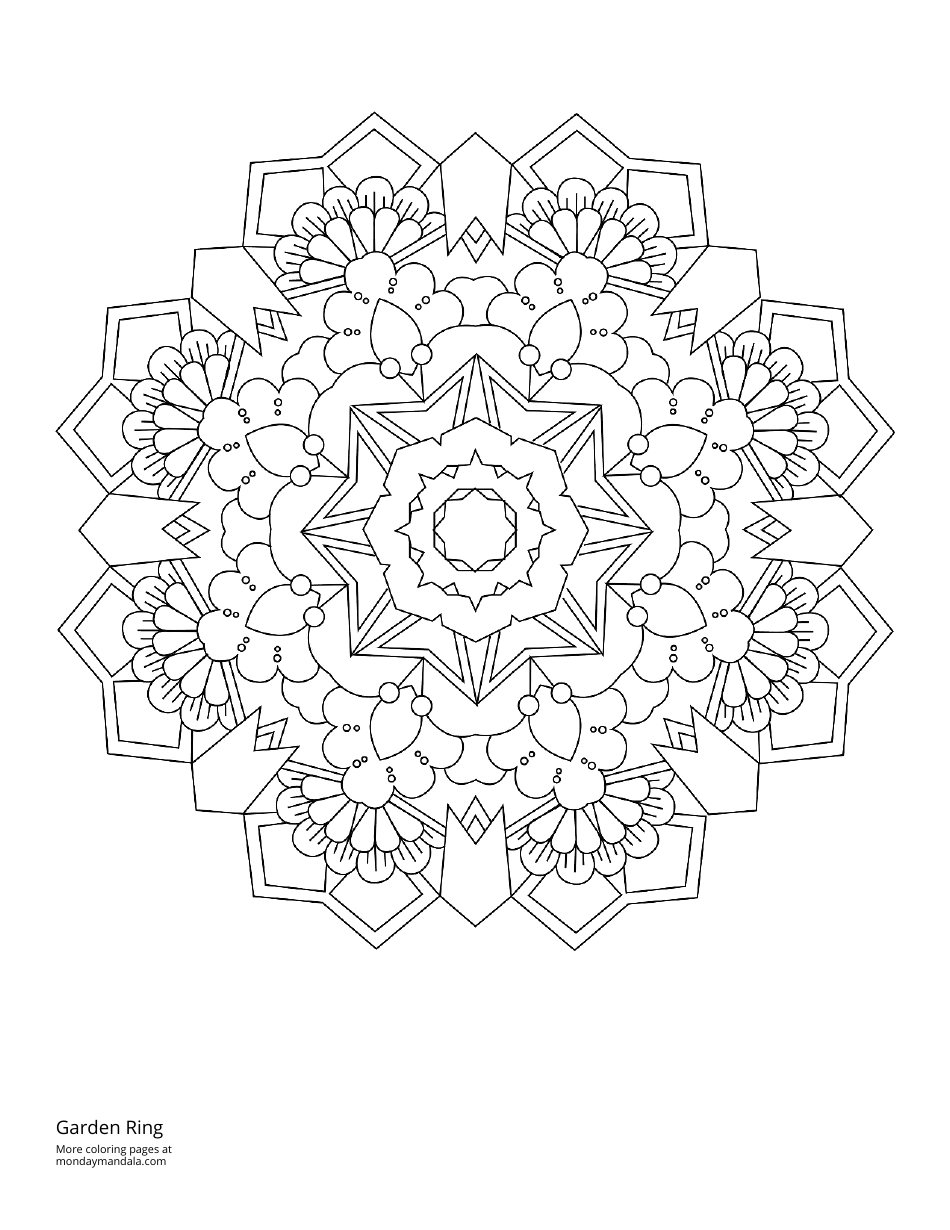 Garden Ring Mandala Coloring Page, Page 1