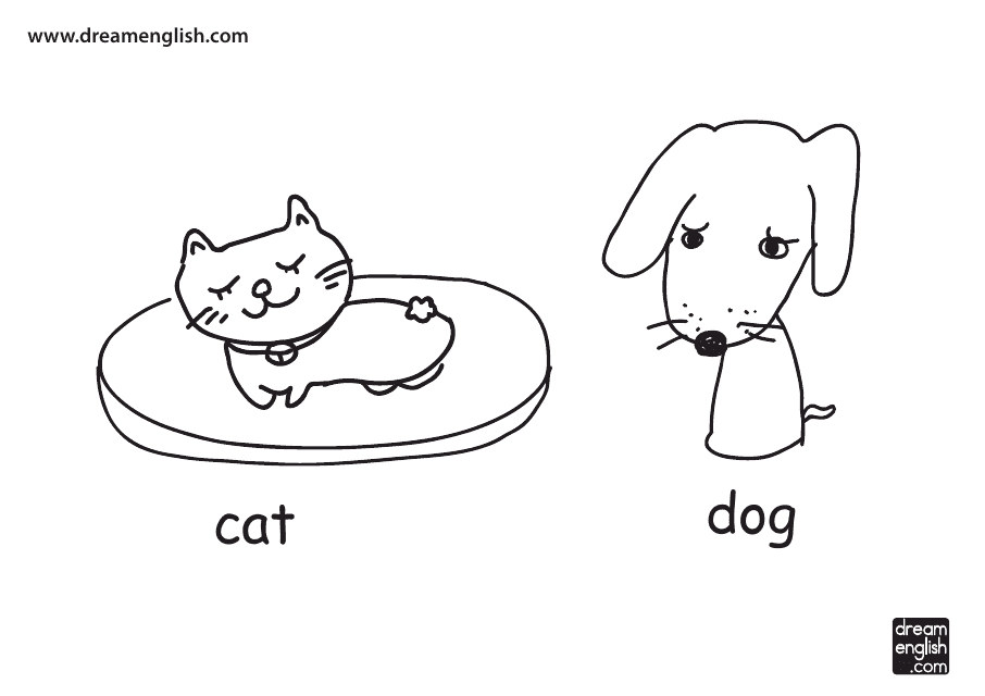 Cat and Dog Coloring Page