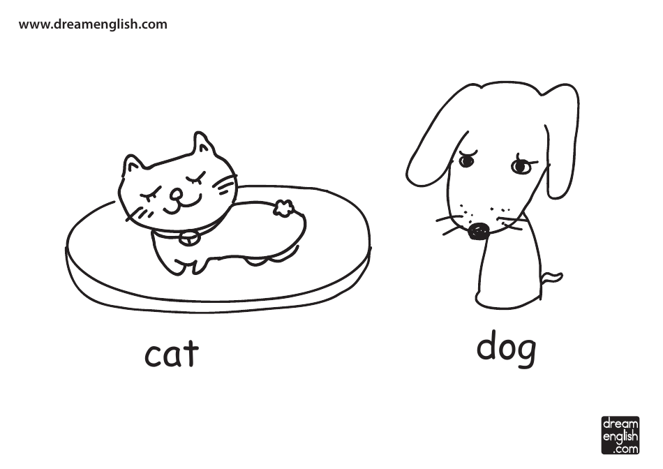 Cat and Dog Coloring Page Image Preview