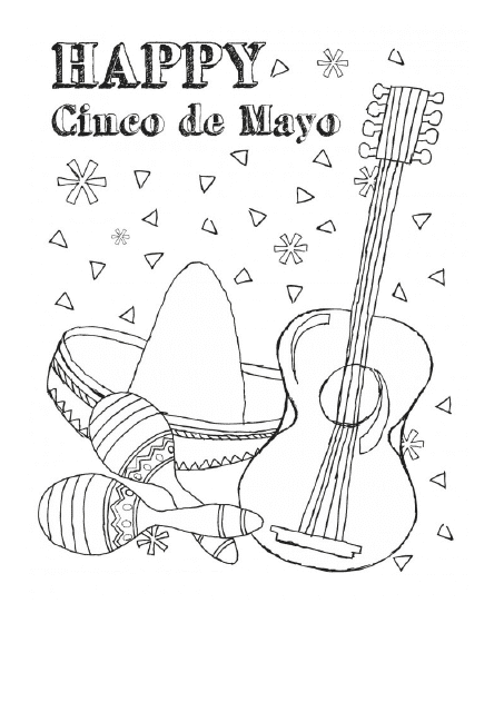 Cinco De Mayo coloring page with vibrant images to celebrate the holiday.