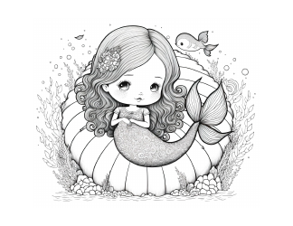 Document preview: Little Mermaid Girl Coloring Page