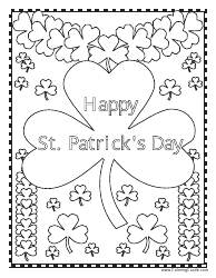 Document preview: Happy St. Patrick's Day Coloring Page - Shamrock