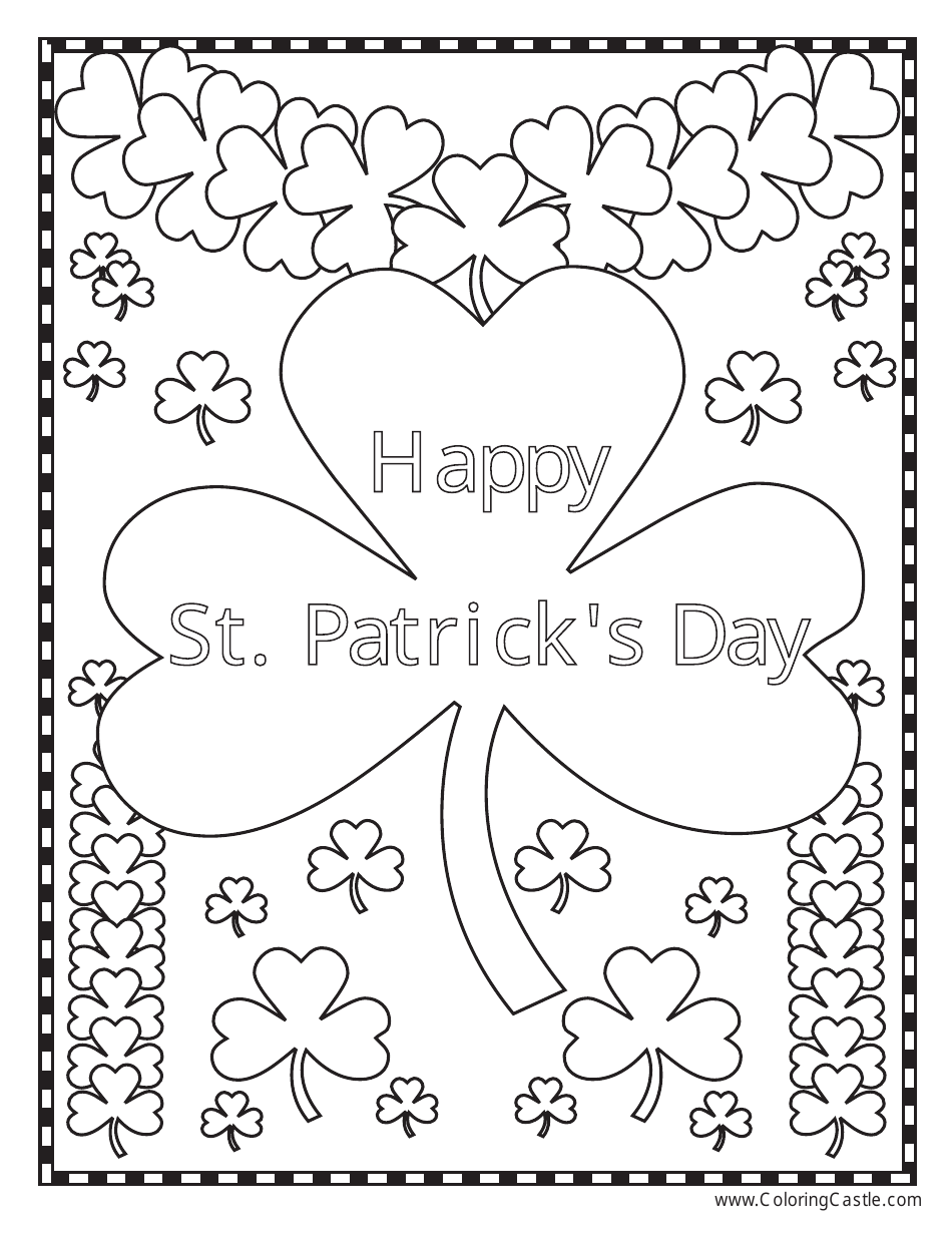 Happy St. Patrick's Day Coloring Page - Shamrock