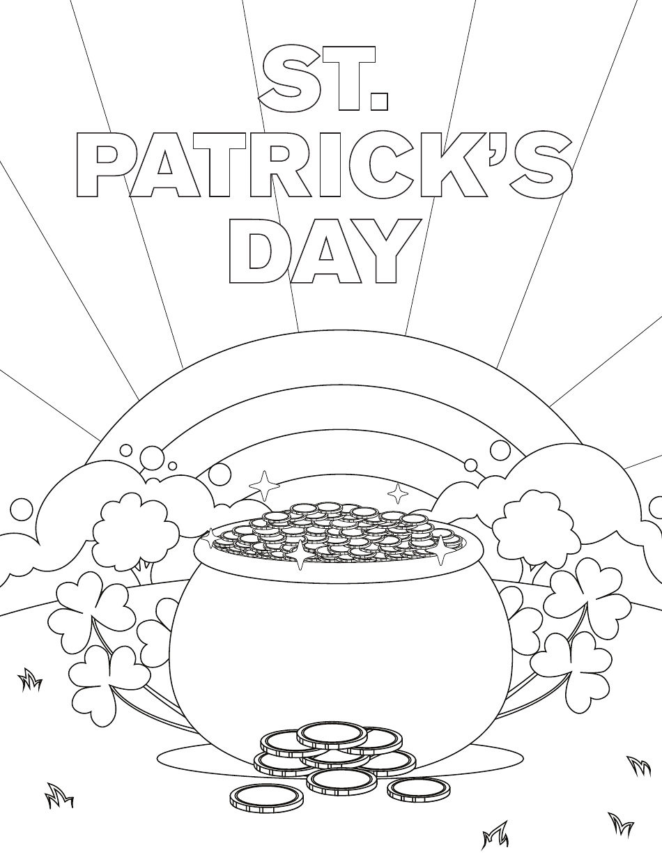 St. Patrick's Day Coloring Sheet - Pot of Gold