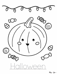 Document preview: Pumpkin Coloring Page - Halloween Treats
