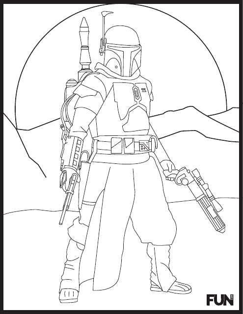 A delightful coloring page featuring the Mandalorian from the iconic Star Wars series.