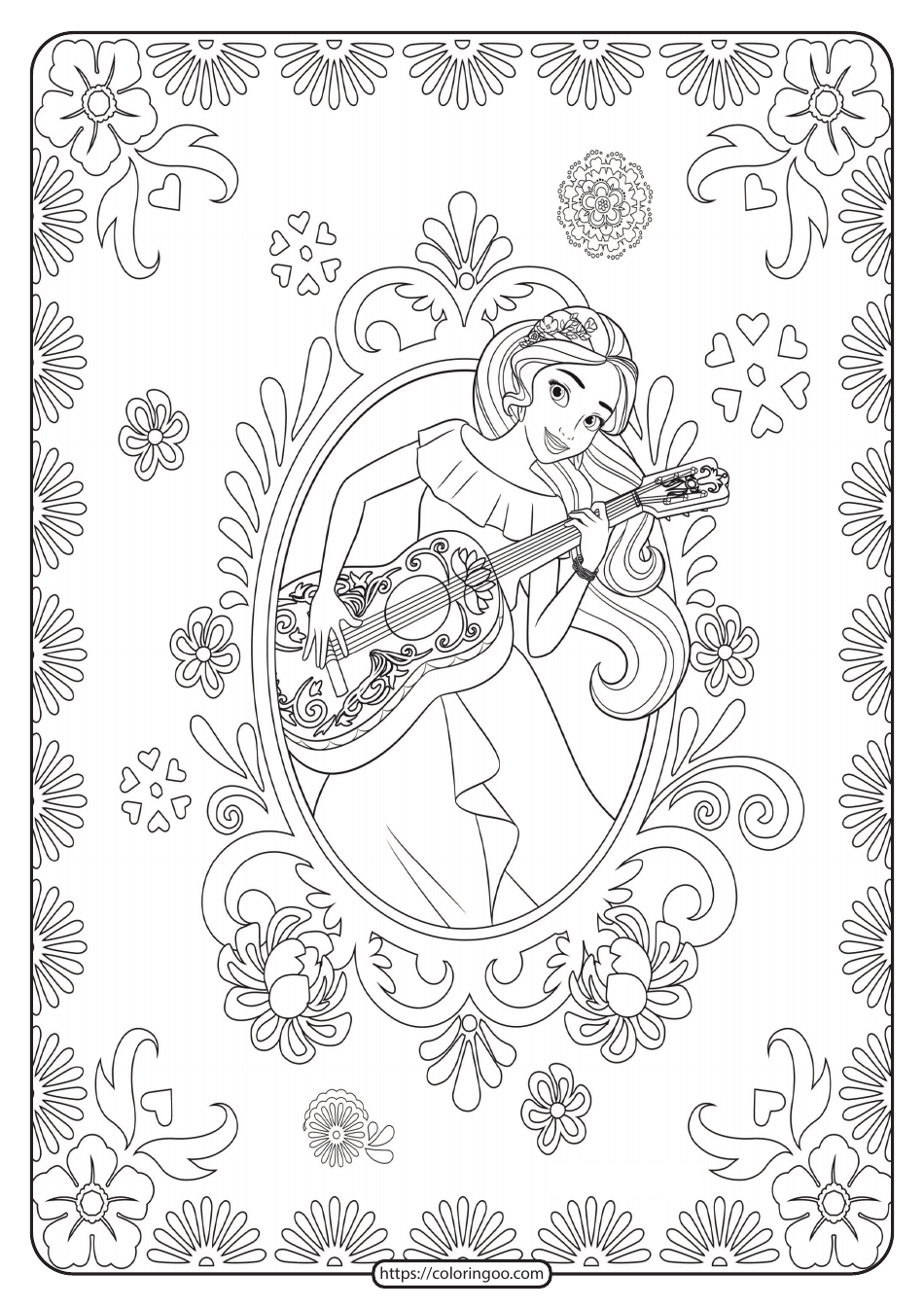 Disney Coloring Page - Elena of Avalor Image Document Preview
