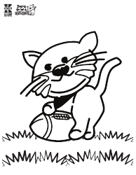 Document preview: Cat Playing Football Coloring Page