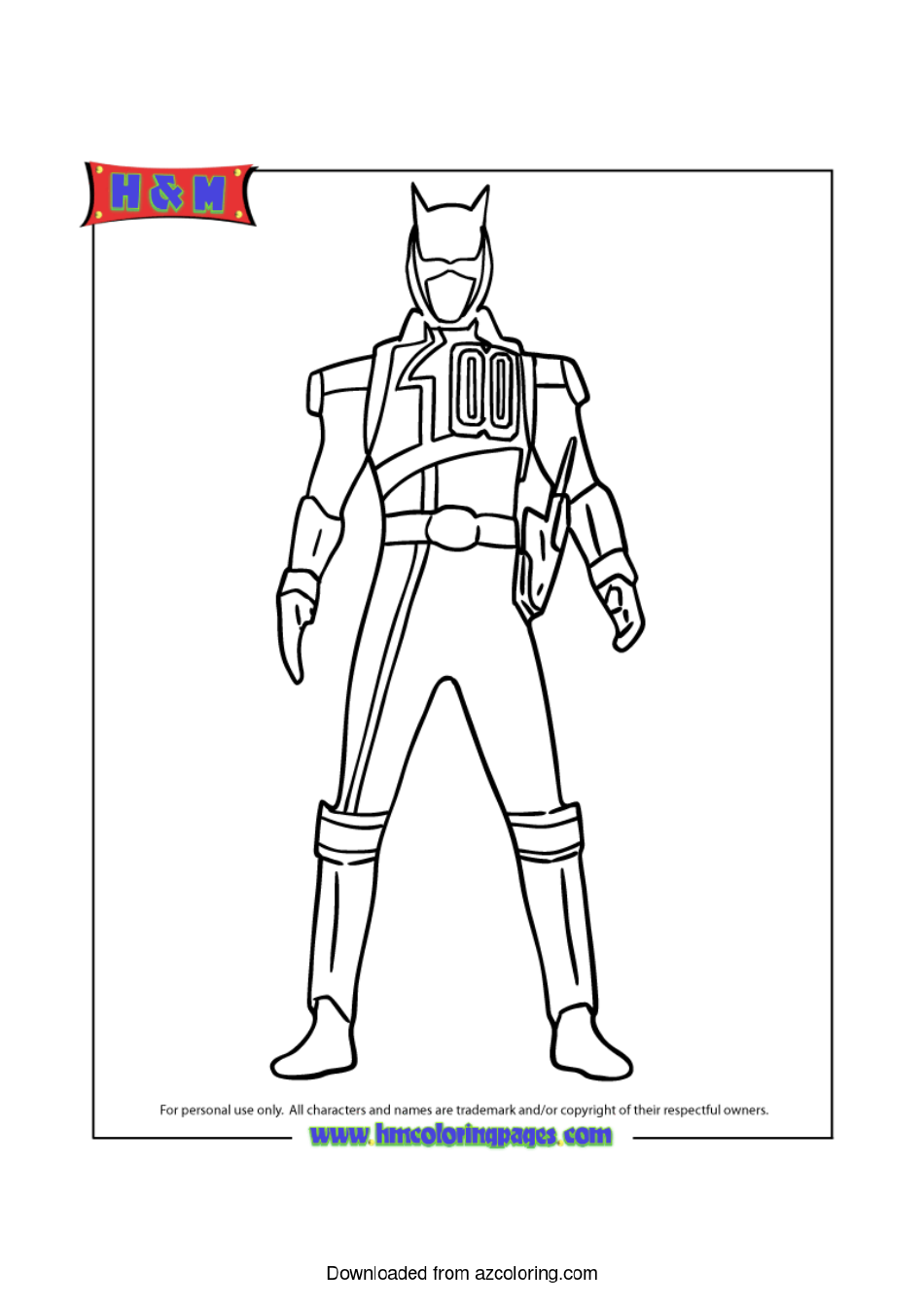 Power Ranger Costume Coloring Page - Free Printable Image