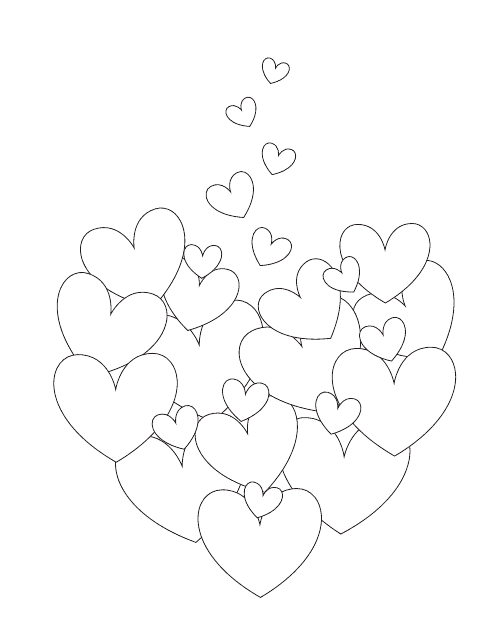 Many Hearts Coloring Page Preview