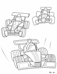 Document preview: Formula 1 Cars Coloring Page