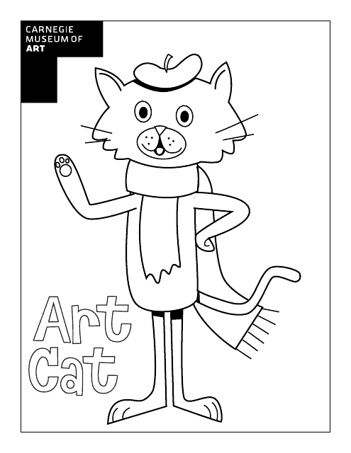 Art Cat Coloring Page - Printable PDF for Kids