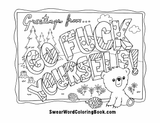 Document preview: Swearing Words Coloring Page - Gfy
